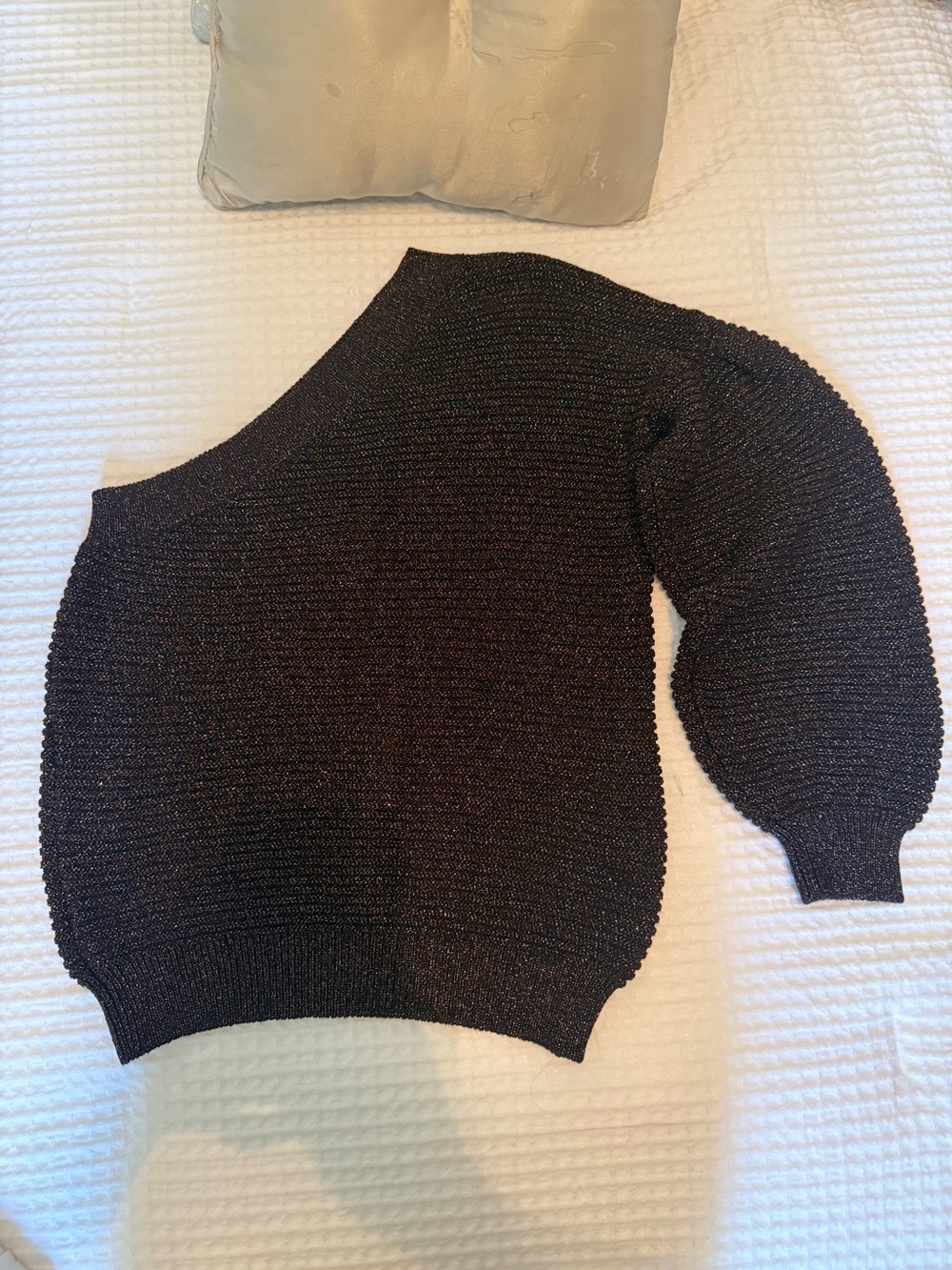 Mango Bronze Shimmery One-Shoulder Women’s Sweater